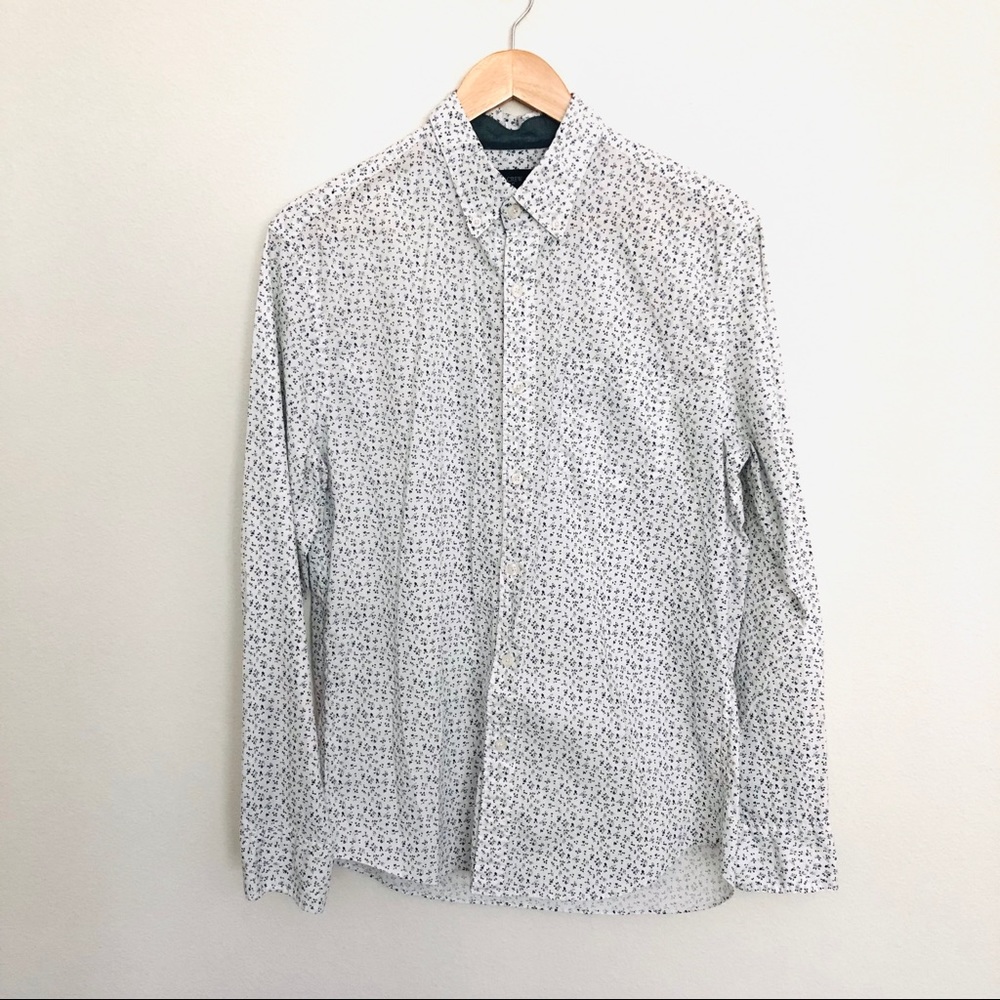 White and Blue Floral J.Crew Button Up Shirt